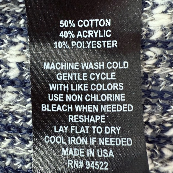 Closet Space navy & gray open knit boho cardigan sweater size medium Lightweight - Picture 8 of 10